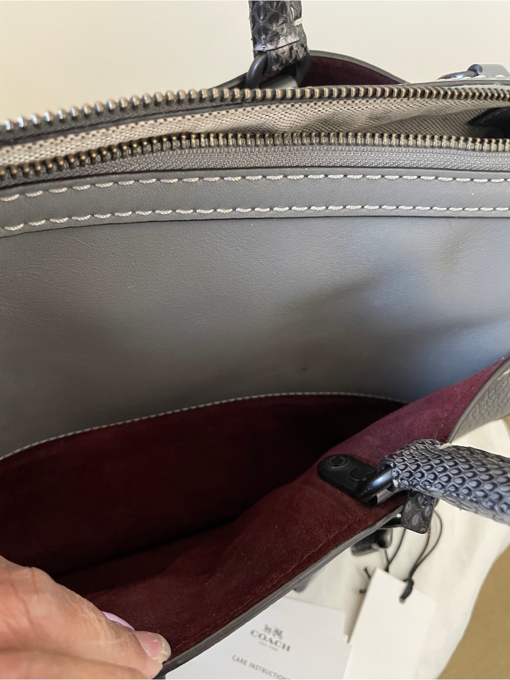 Coach Rogue leather python snakeskin handle bag - Picture 5 of 8